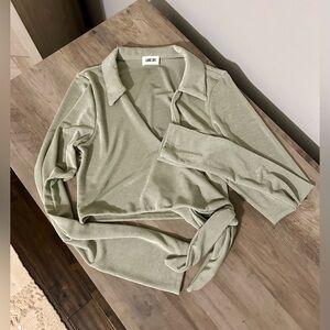 Chic Lane 201 Olive Wrap Top - Size S Excellent Condition